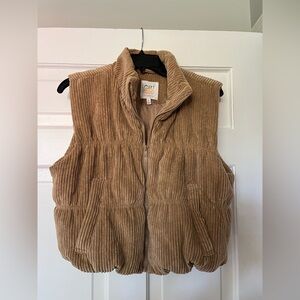 Tan Corduroy Puffer Vest